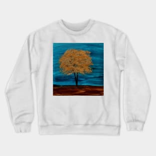 A tree with gold leaves in a storm Crewneck Sweatshirt